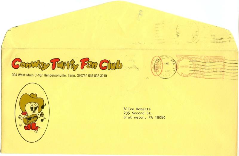 Conway Twitty Fan Club Envelope
