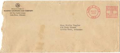 Envelope from ARKLA Gas Co.