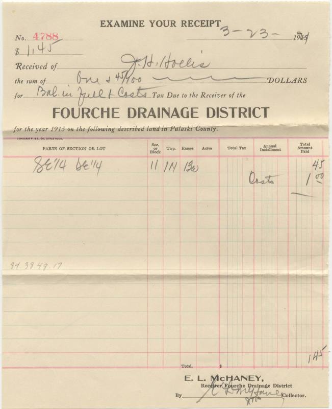 Misc. tax receipts from J.H. Hollis Estate