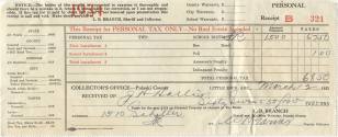 Misc. tax receipts from J.H. Hollis Estate