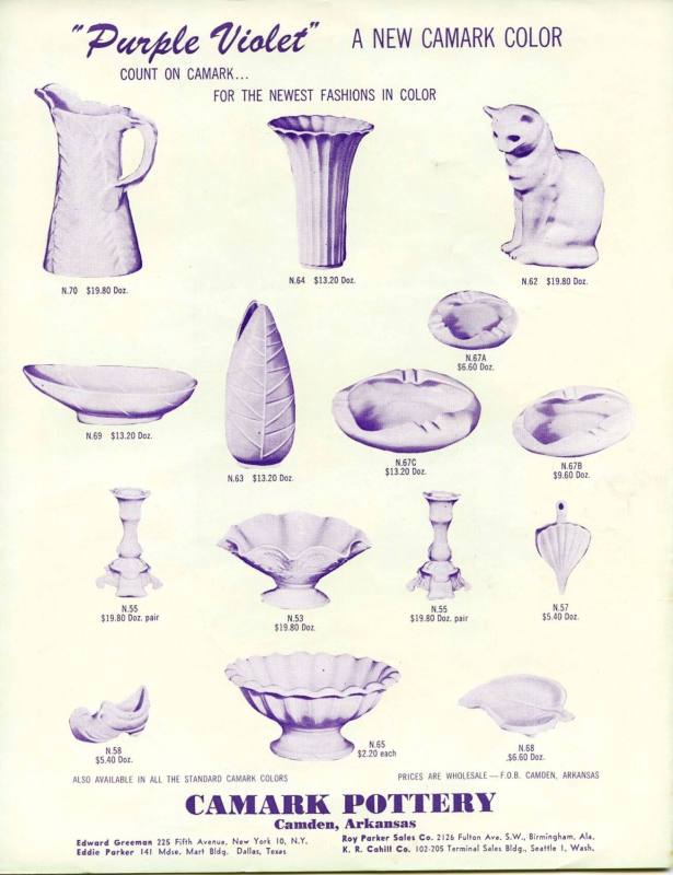 Camark Pottery Catalogue for "Purple Violet"
