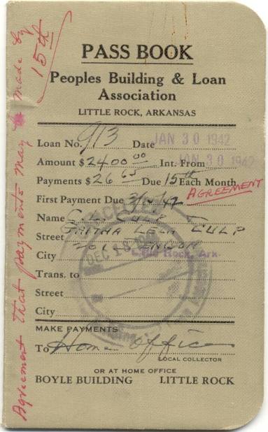 Peoples Bldg. & Loan Assoc. passbook