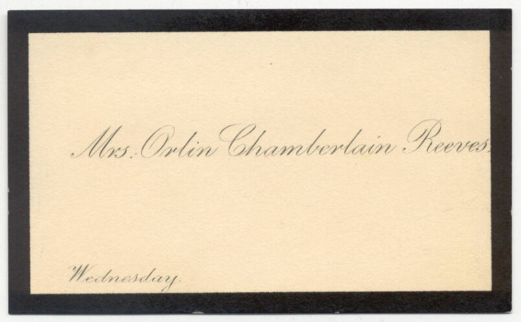 Calling Card for Mrs. Orlin Chamberlain Reeves