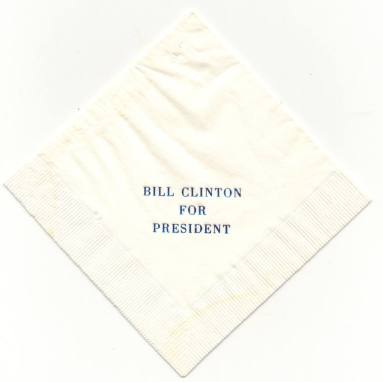 "Bill Clinton for President" cocktail napkin