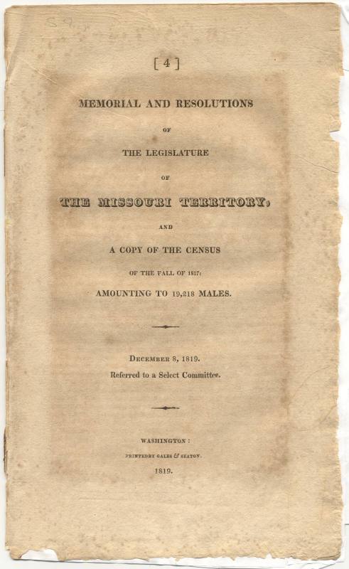 Booklet for legislature of Missouri Territory