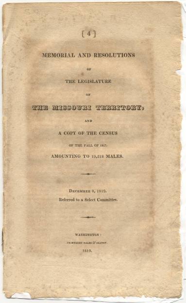 Booklet for legislature of Missouri Territory