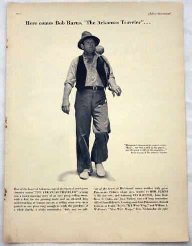 1938 Arkansas Traveler Movie Advertisement