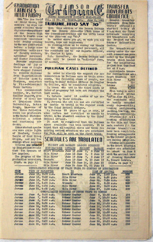 Denson Tribune newspaper - Jerome Relocation Camp