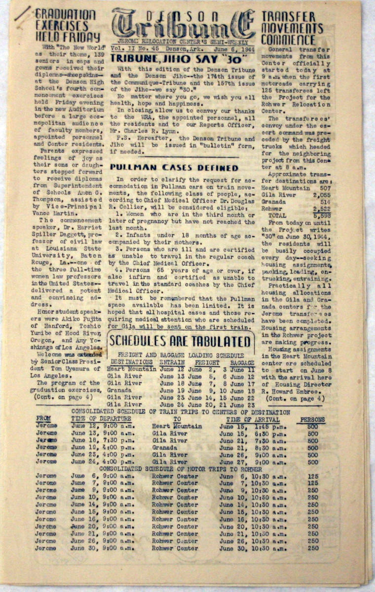 Denson Tribune newspaper - Jerome Relocation Camp