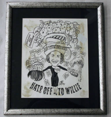 Framed George Fisher cartoon of Willie Oates