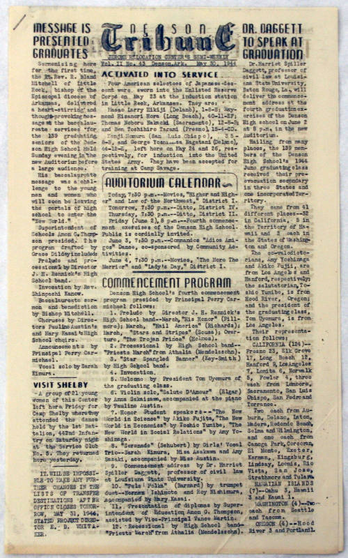 Denson Tribune newspaper - Jerome Relocation Camp