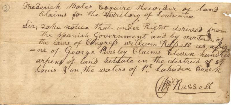 Land deed for William Russell