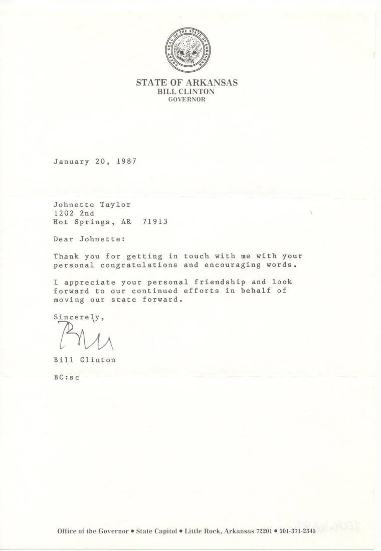 Bill Clinton letter