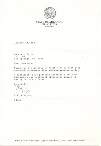 Bill Clinton letter