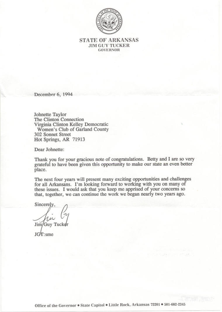 Bill Clinton letter