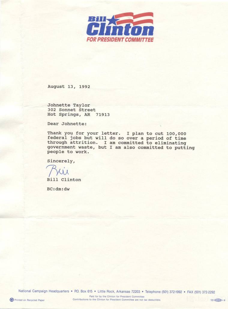 Bill Clinton letter