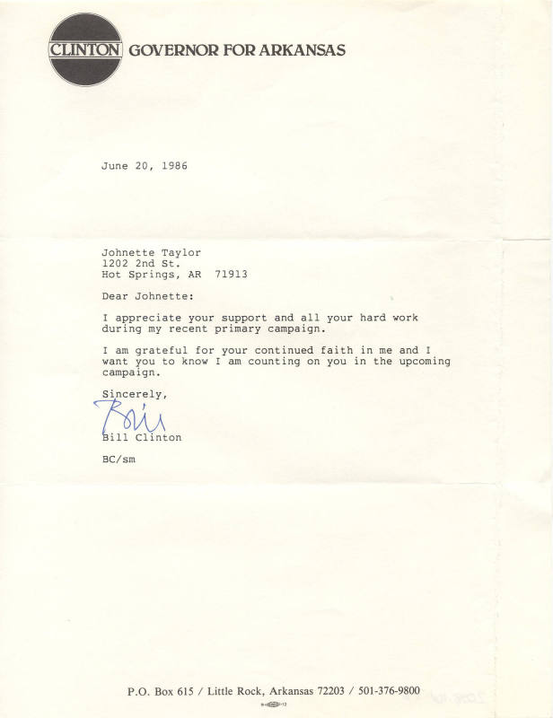 Bill Clinton letter