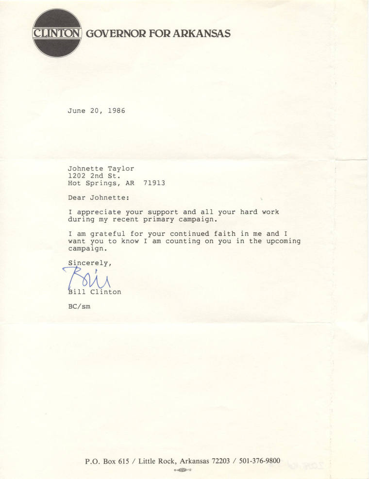 Bill Clinton letter