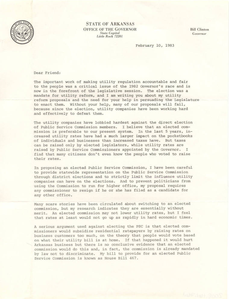 Bill Clinton letter