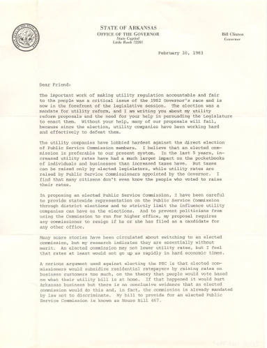 Bill Clinton letter