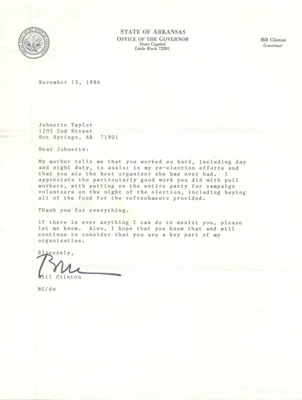 Bill Clinton letter