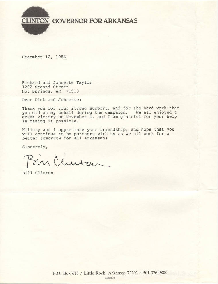 Bill Clinton letter