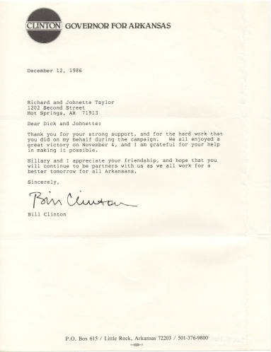 Bill Clinton letter