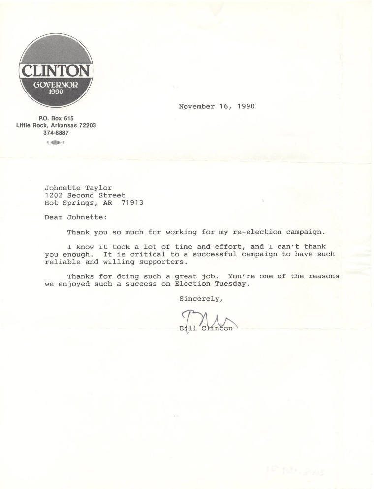 Bill Clinton letter