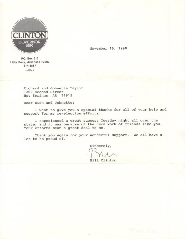 Bill Clinton letter