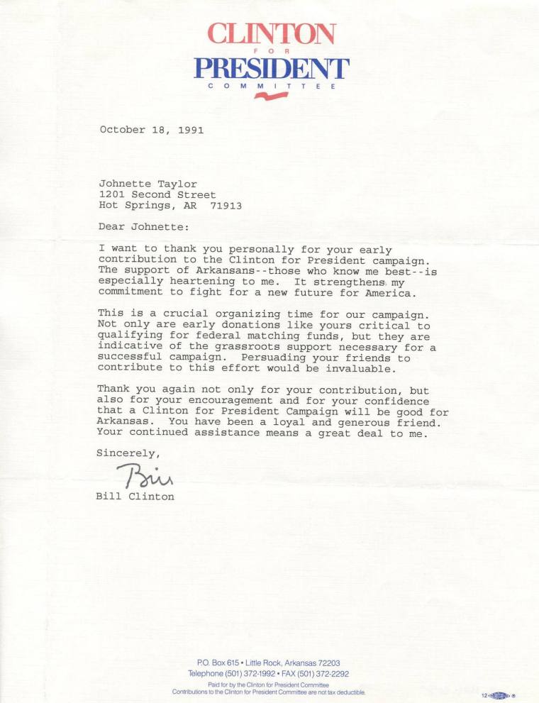 Bill Clinton letter