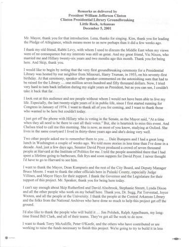 Clinton's opening remarks for Clinton Pres. Library
