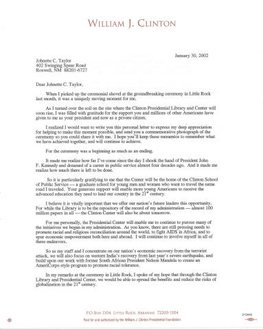  Bill Clinton letter