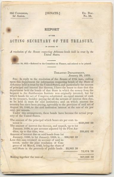 Report of the Acting Secretary of the Treasury