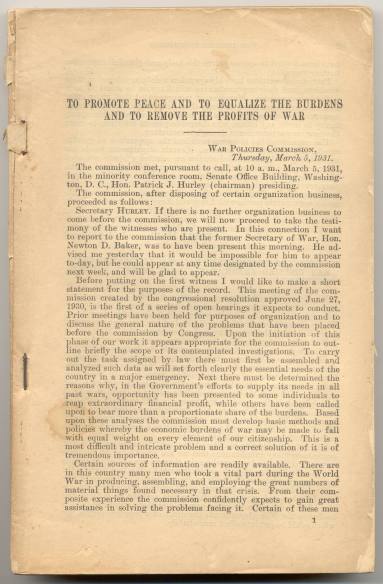 Report from War Policies Commission