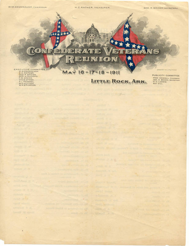 Confederate Veterans Reunion Stationary