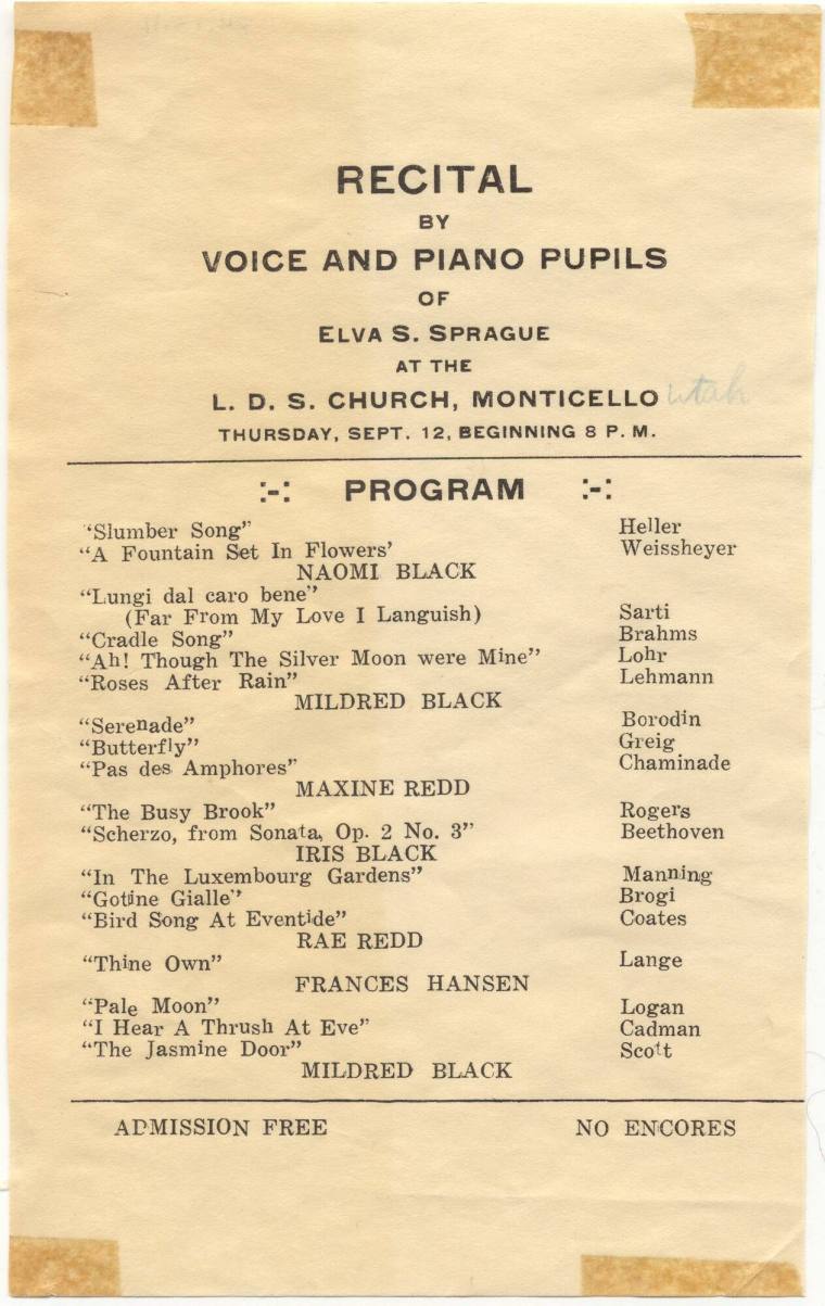 Piano & Voice Recital Program from Monticello, AR