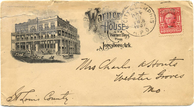 Envelope from Warner House in Jonesboro