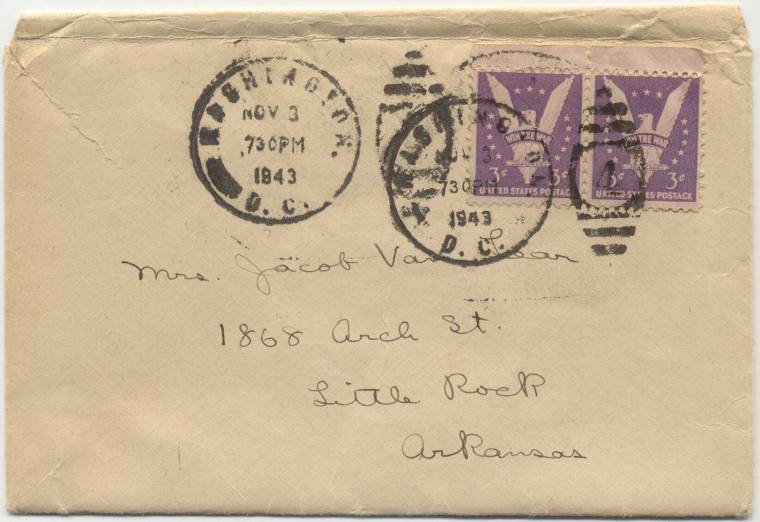 Letter & Envelope to Mrs. Jacob Van Lear