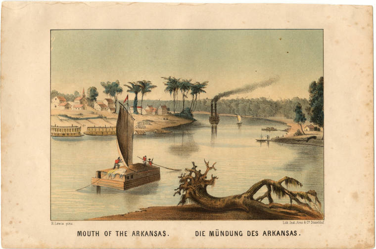 Colored Lithograph -  Mouth of the Arkansas