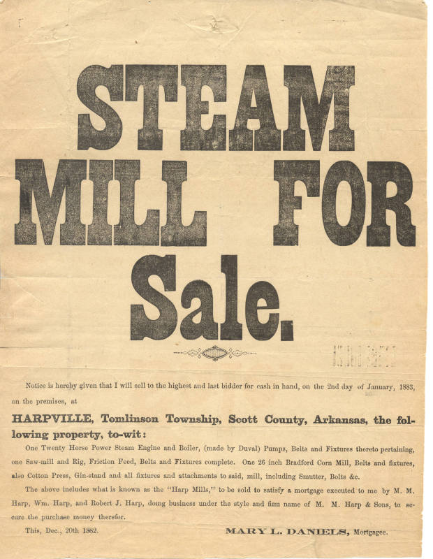 Advertisement for Steam Mill for sale