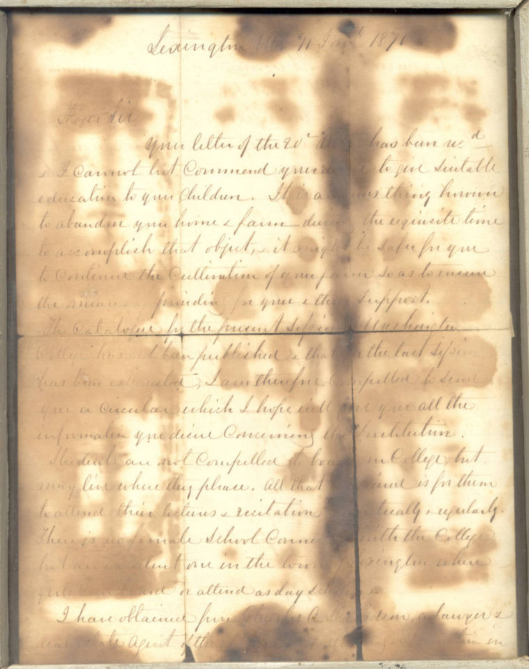 Framed Robert E Lee Letter