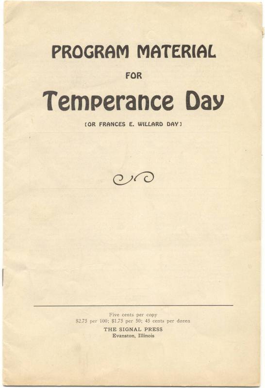 "Program Material for Temperance Day"