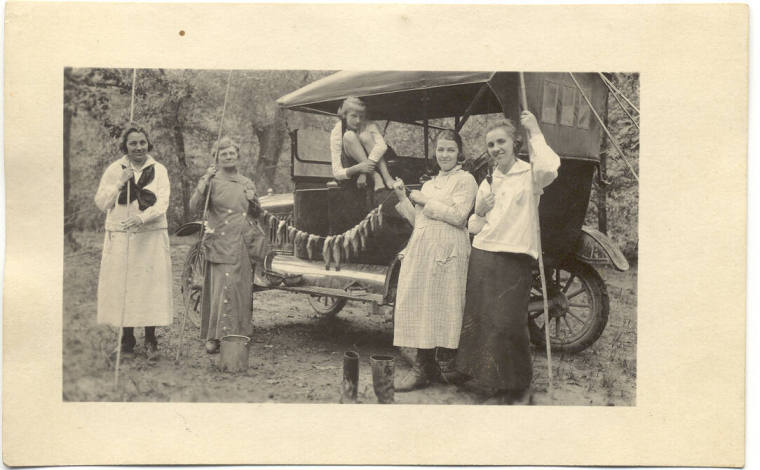 Postcard of 5 Women with String of Fish