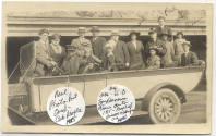 Postcard of Group of People in Car