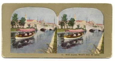 Stereoview of West Lagoon at 1904 World's Fair