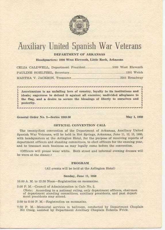 Auxiliary United Spanish War Veterans Program