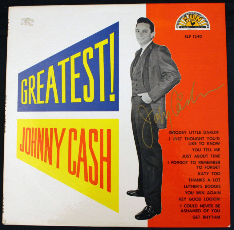 Autographed Johnny Cash Record and Cover