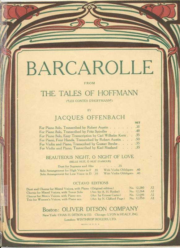 Sheet Music - Barcarolle