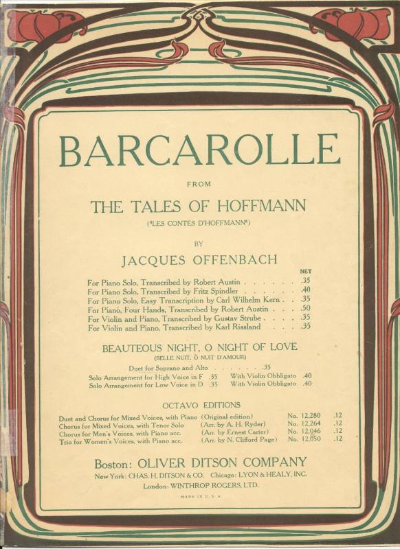 Sheet Music - Barcarolle