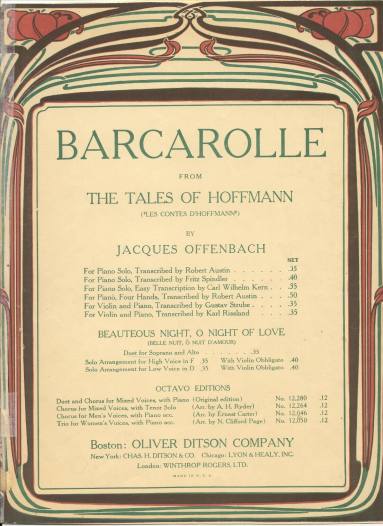 Sheet Music - Barcarolle